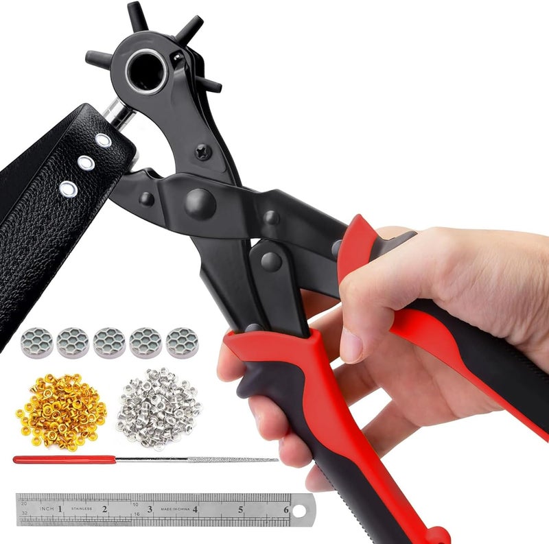 KingTool 2 in 1 Professional Leather Hole Punch with Grommet kit - Perfect for Belts, Watch Bands, Straps, Dog Collars, Saddles, Shoes, Fabric, DIY Home or Craft Projects - Image 1